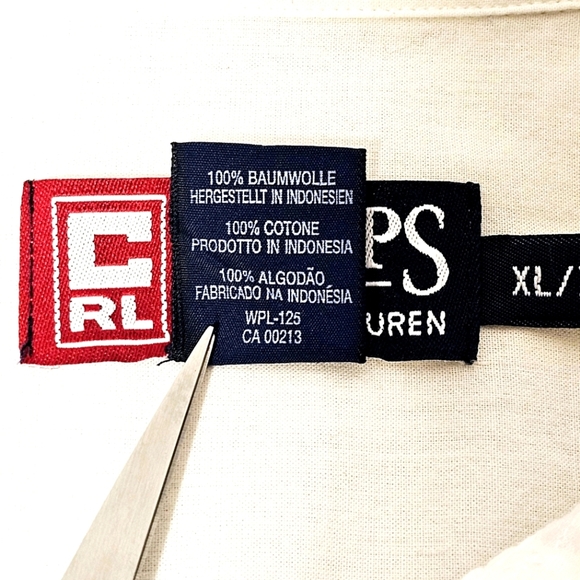 Chaps Ralph Lauren Mens White Cotton Short Sleeve Button-up Shirt w/Red XL - Picture 5 of 5